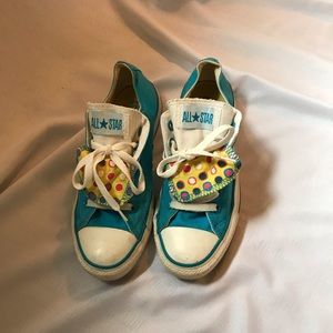 Blue converse double tongue size 7